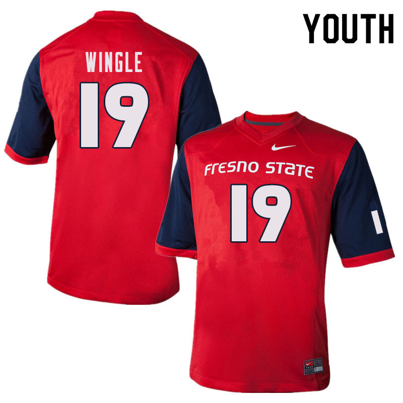 Youth #19 Braden Wingle Fresno State Bulldogs College Football Jerseys Sale-Red - Click Image to Close
